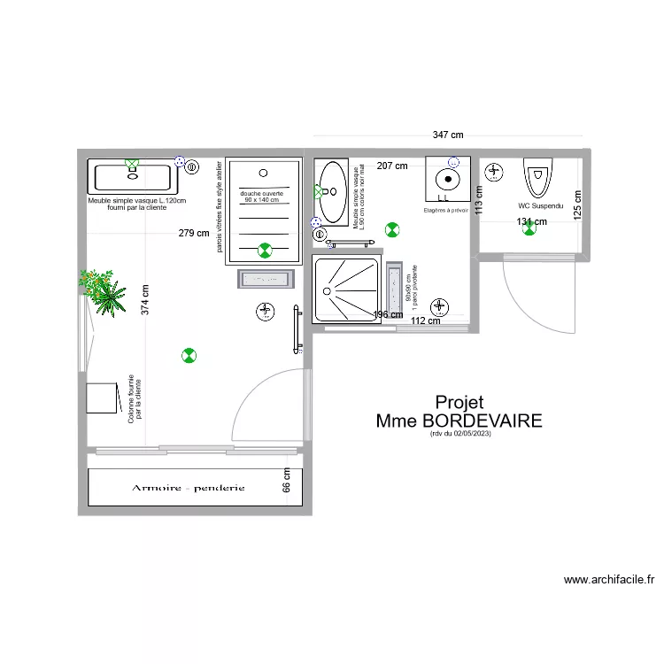 SDB Bordevaire. Plan de 