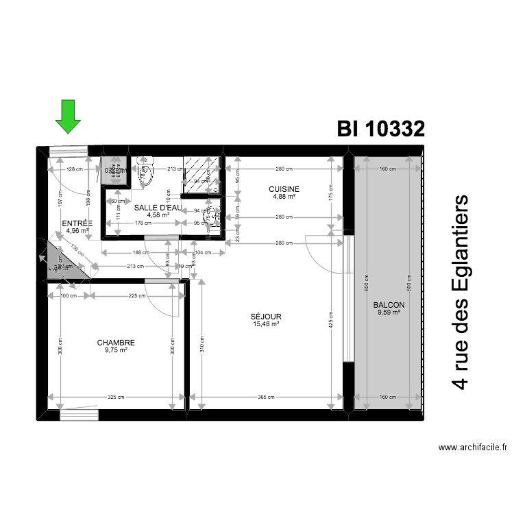 BI 10332. Plan de 8 pièces et 50 m2