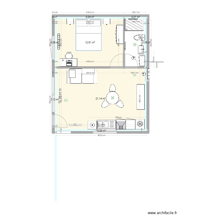 Plan PM 6. Plan de 9 pièces et 34 m2