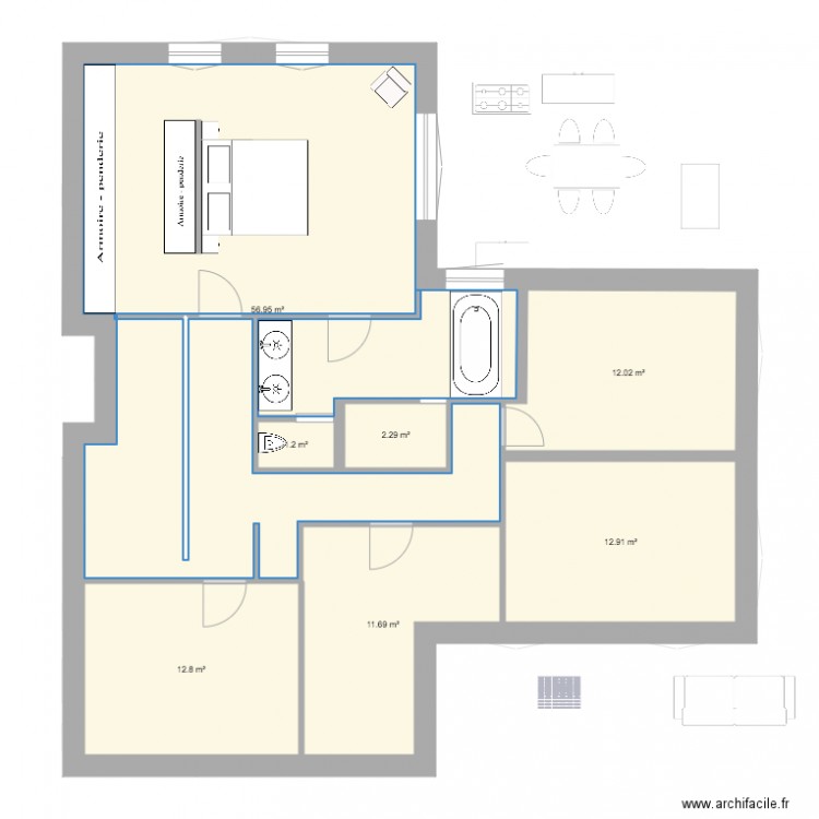 rez final avec tv. Plan de 0 pièce et 0 m2