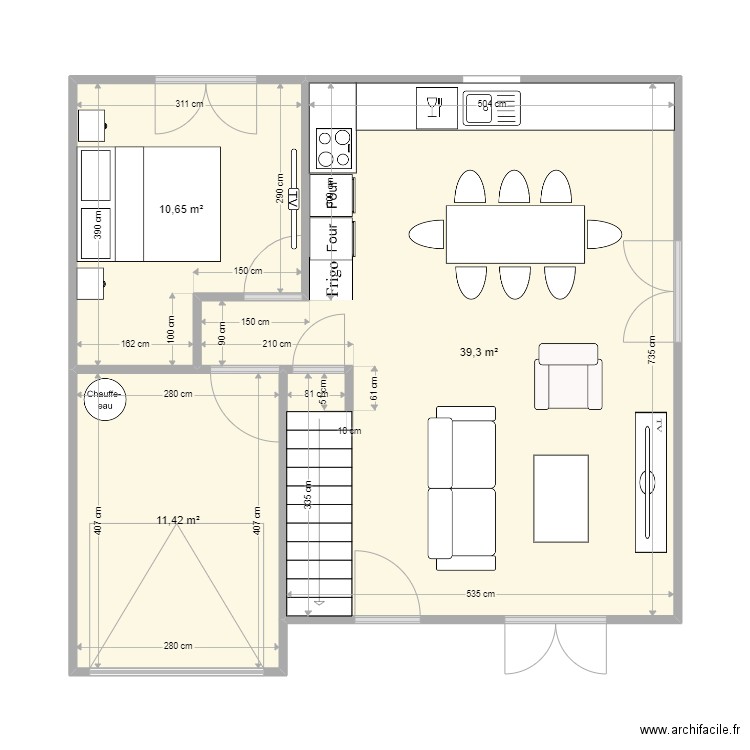 future maison. Plan de 3 pièces et 61 m2