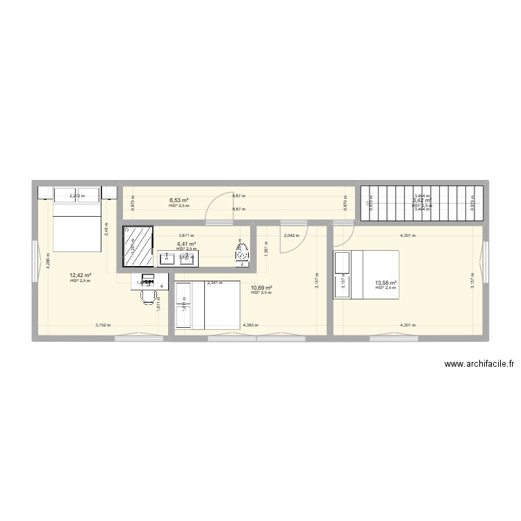 11 Berthoud Annexe 1 Premier. Plan de 6 pièces et 51 m2