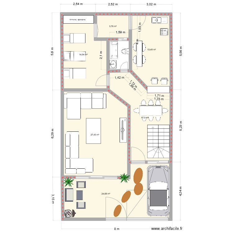 plan 120m2. Plan de 6 pièces et 102 m2