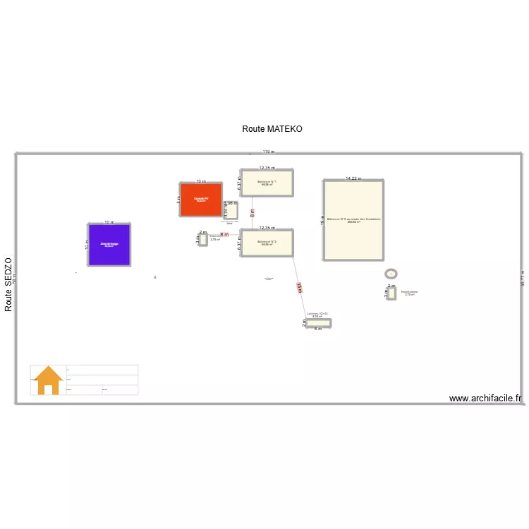 Plan d\'ensemble du CS KALO V2a. Plan de 11  et 7529 m²