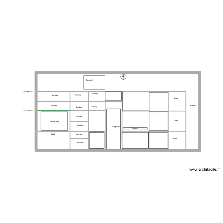 Mur garage cot&eacute; gauche. Plan de 26  et 22 m²