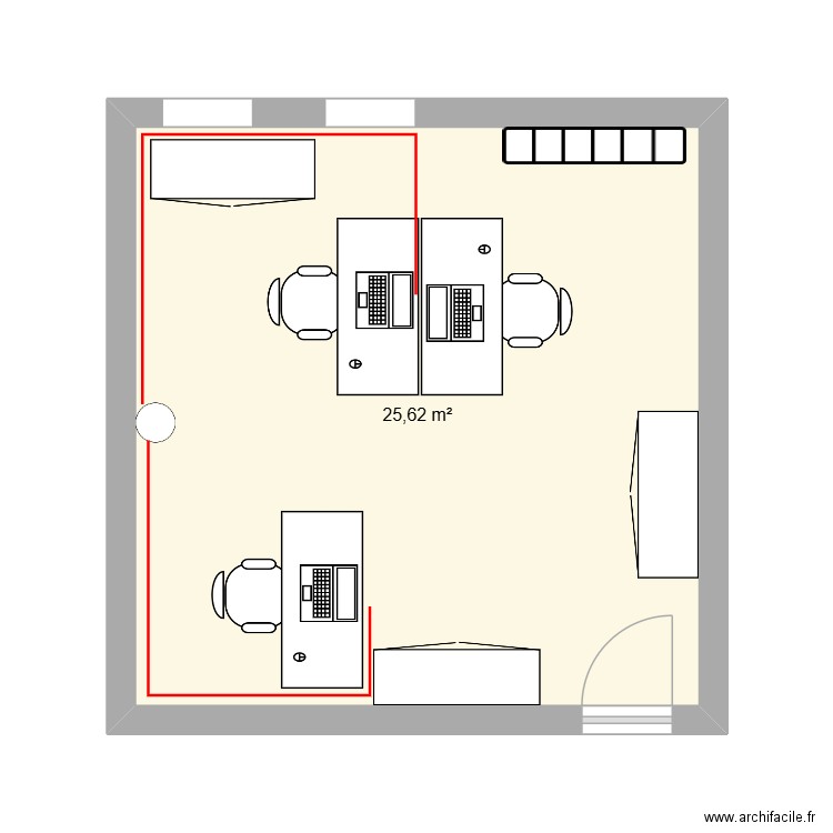 Réaménagement bureau 2. Plan de 1 pièce et 26 m2