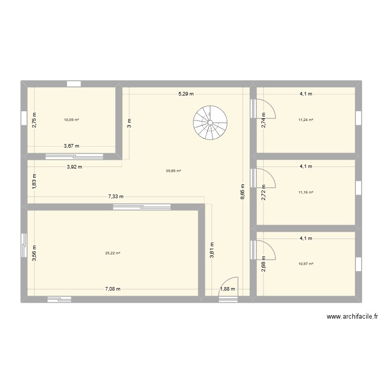 maison 1ere etage. Plan de 6 pièces et 109 m2