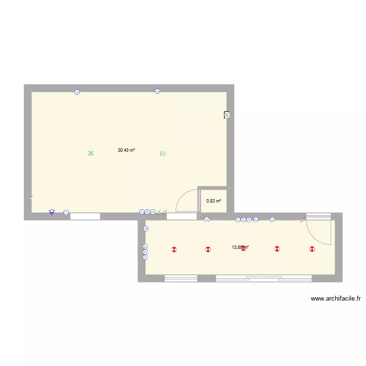 sejour cuisine. Plan de 