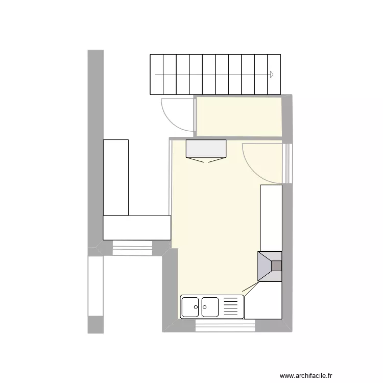 cuisine. Plan de 1  et 1 m²
