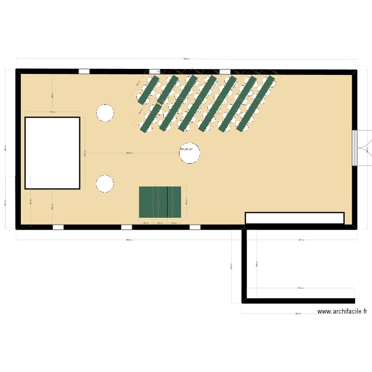 Salle. Plan de 1 pièce et 162 m2