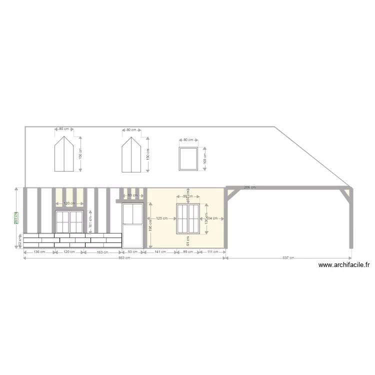 FACADE AVANT TRAVAUX. Plan de 