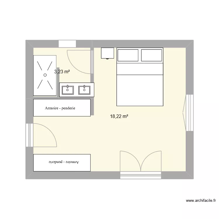 Extension. Plan de 3  et 22 m²