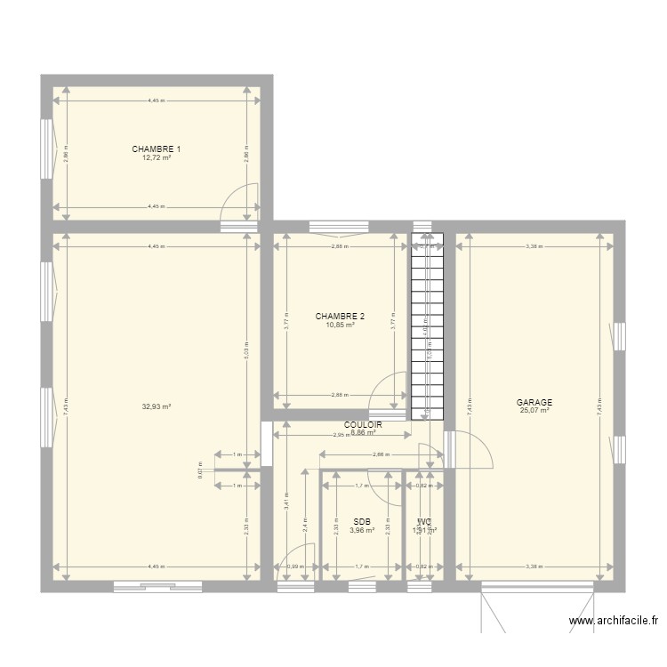 PLAN MESURES EXACT. Plan de 7 pièces et 96 m2