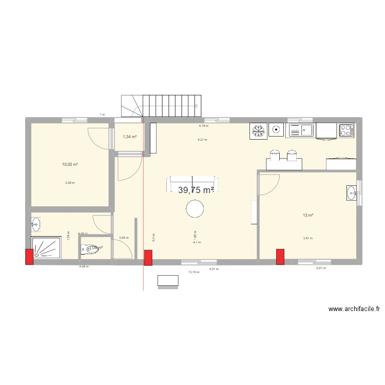 Salon projection appart. Plan de 0 pièce et 0 m2
