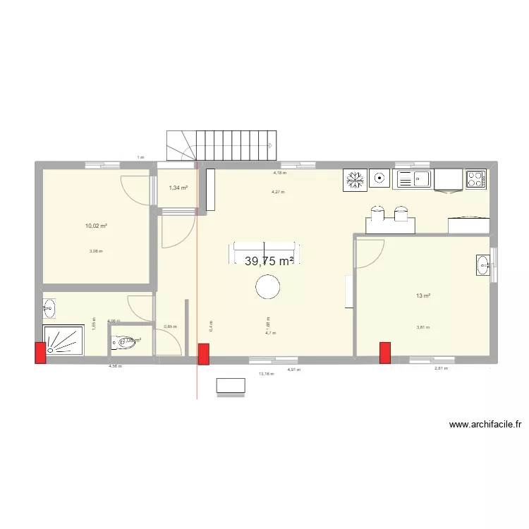 Salon projection appart. Plan de 