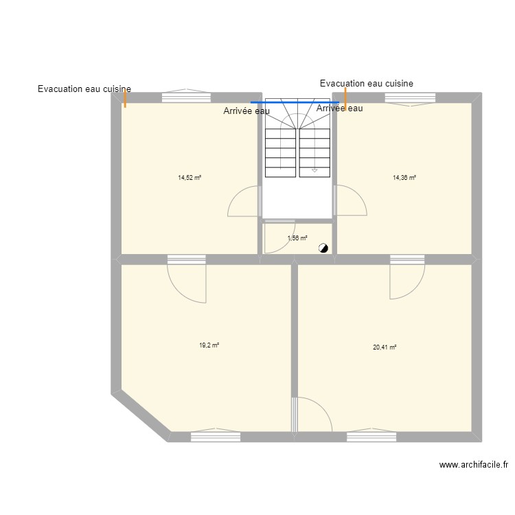 Abbaye 32. Plan de 5 pièces et 70 m2