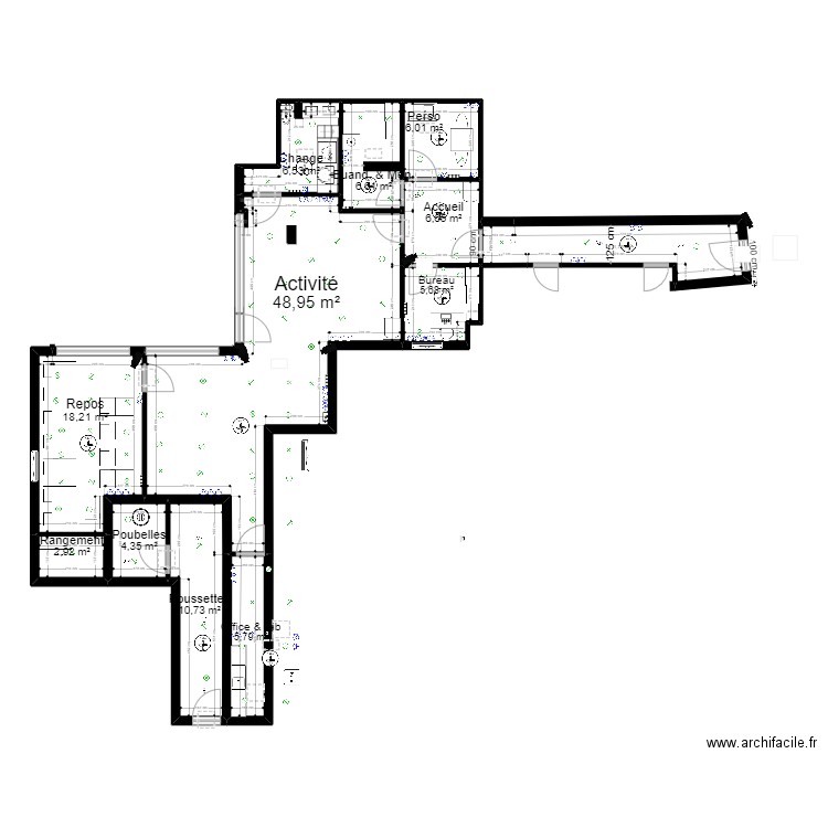 93 Aubervilliers Motte partie 2 pr dossier PROJET V ArL 071022 JR   EVACU. Plan de 12 pièces et 134 m2