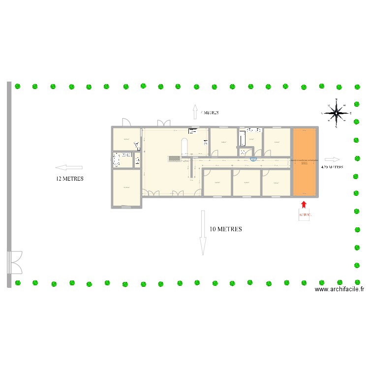 Plan Gujan V1. Plan de 13 pièces et 166 m2