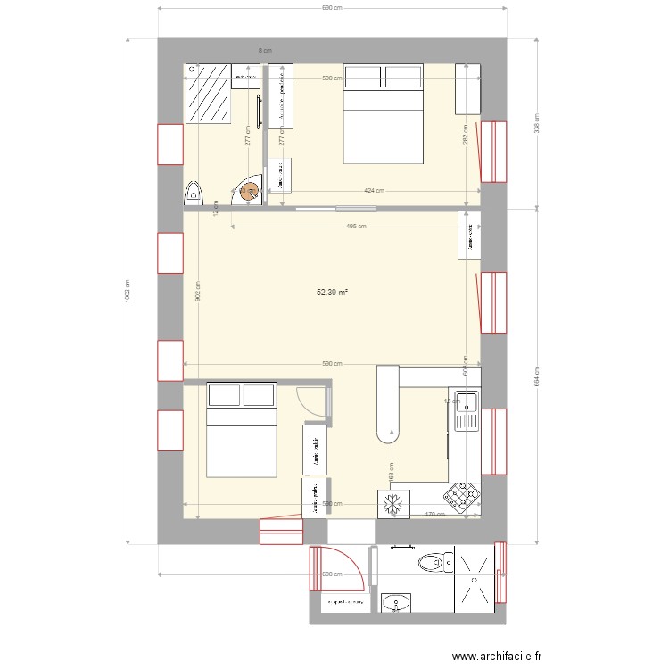 pignon ouest. Plan de 0 pièce et 0 m2