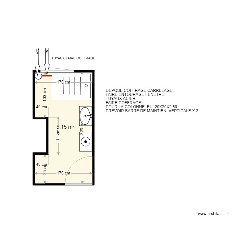 KERFIGUETTEB NADIA . Plan de 1 pièce et 5 m2