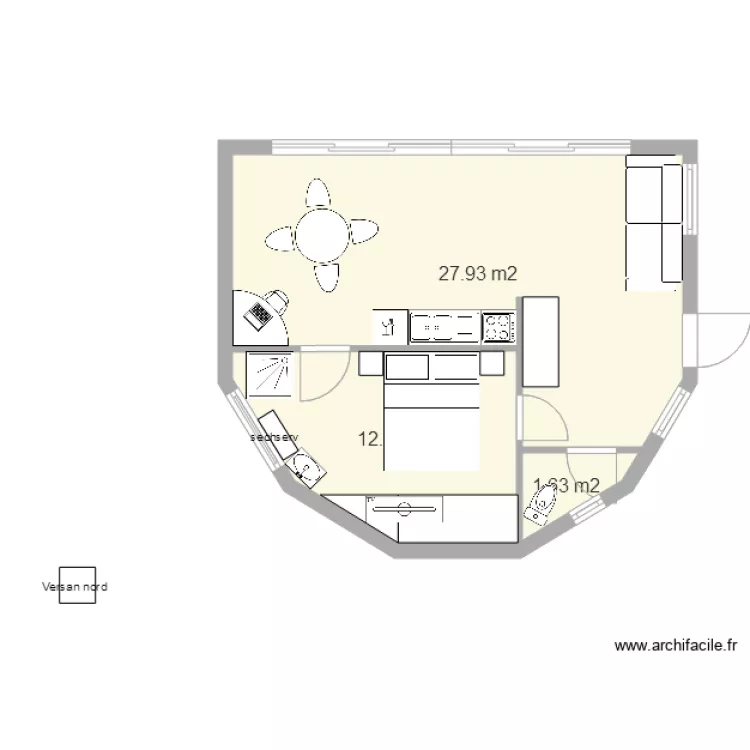 maison ronde 1chambre 50m2 pasfini2. Plan de 