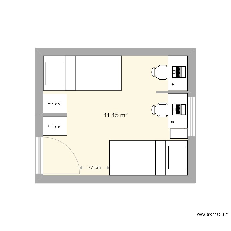 CHAMBRE ENFANTS. Plan de 1 pièce et 11 m2