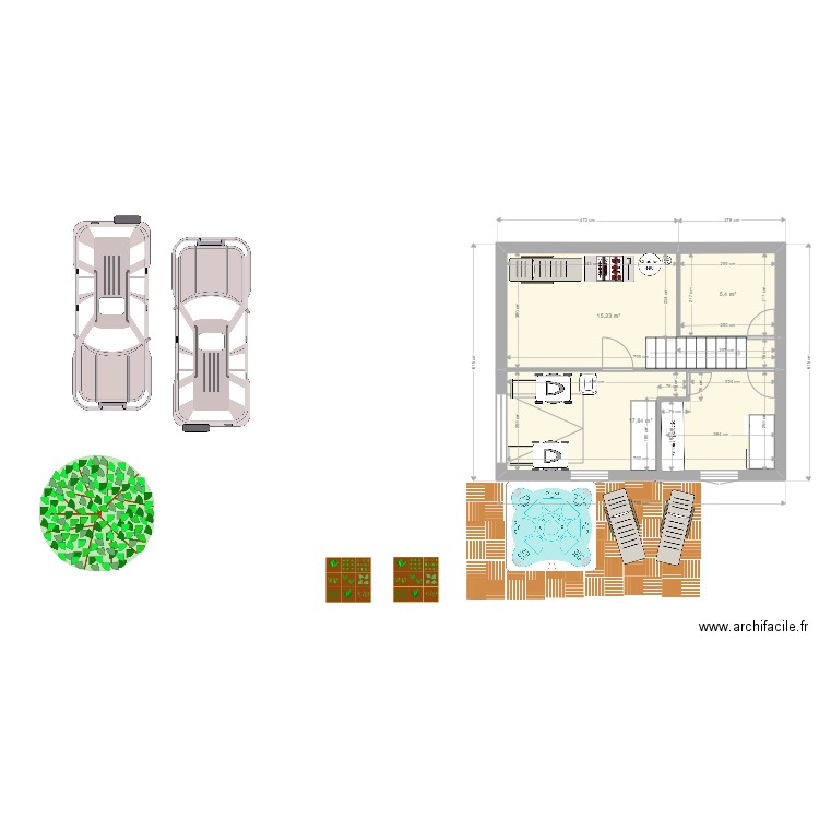 piece rdc lullin. Plan de 3 pièces et 38 m2