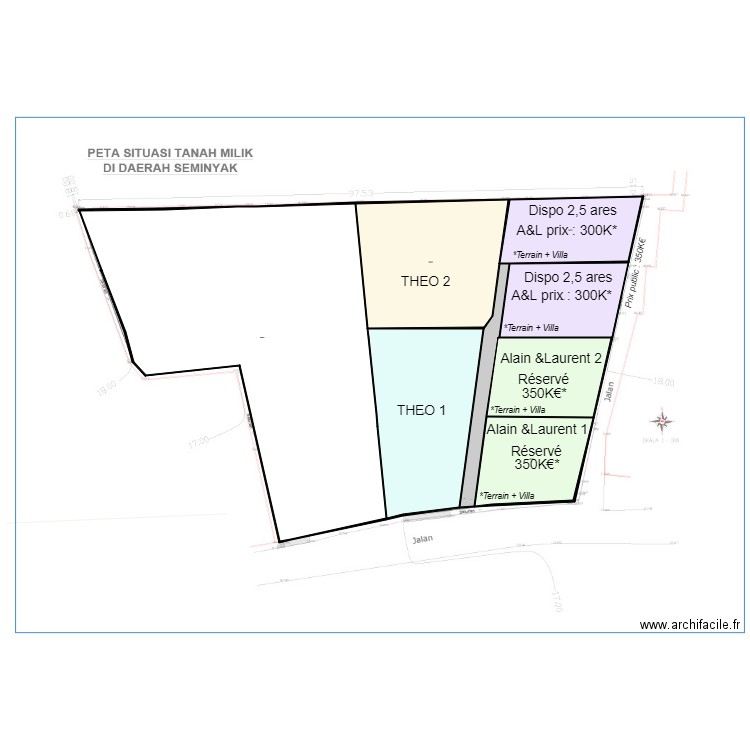 terrain AL 4 villas. Plan de 51 pièces et 5581 m2