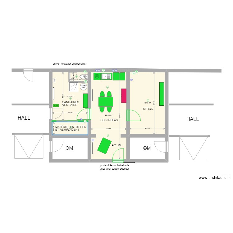 projet loge Monadey. Plan de 5 pièces et 59 m2