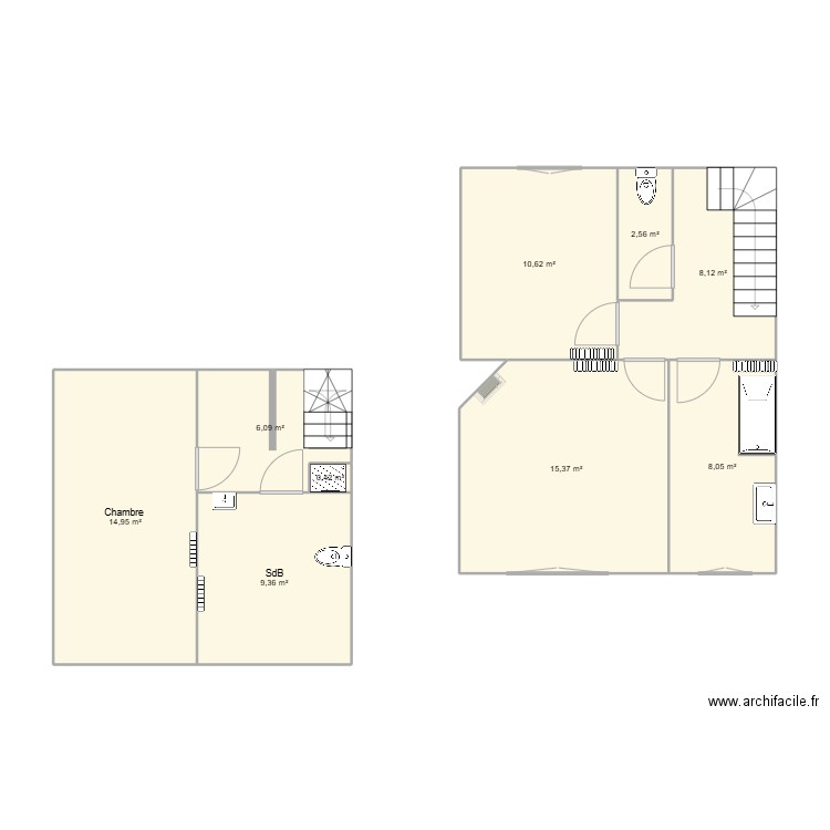 Orléans. Plan de 9 pièces et 76 m2