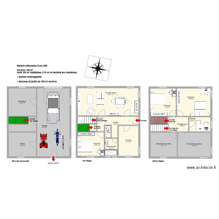 MENGIN Annie. Plan de 21 pièces et 199 m2