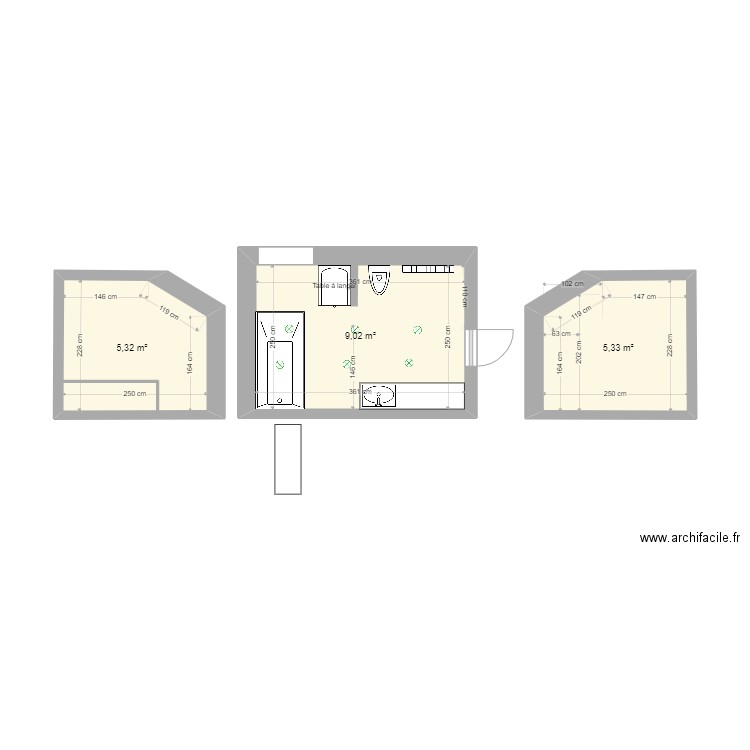 SDB Noémie Florent 1. Plan de 3 pièces et 20 m2