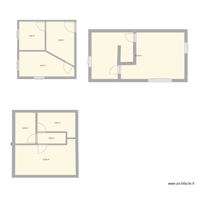 Extension. Plan de 8 pièces et 91 m2