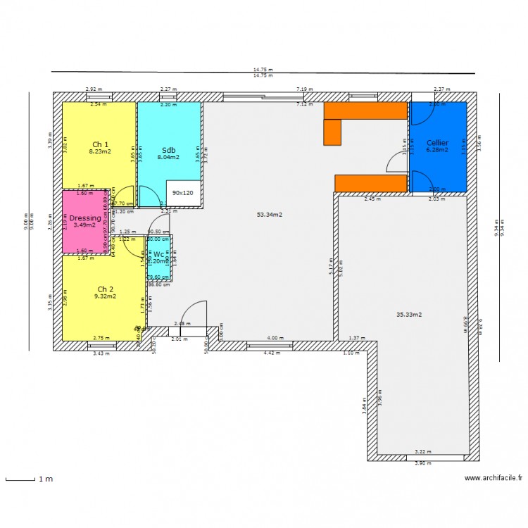 MORDACQ rdc. Plan de 0 pièce et 0 m2