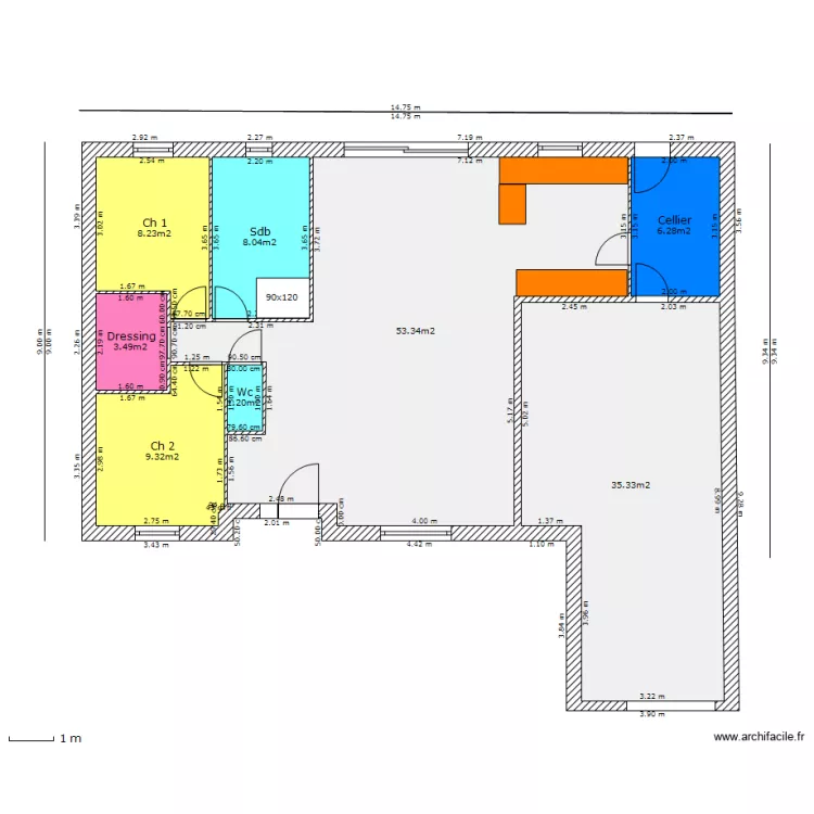 MORDACQ rdc. Plan de 