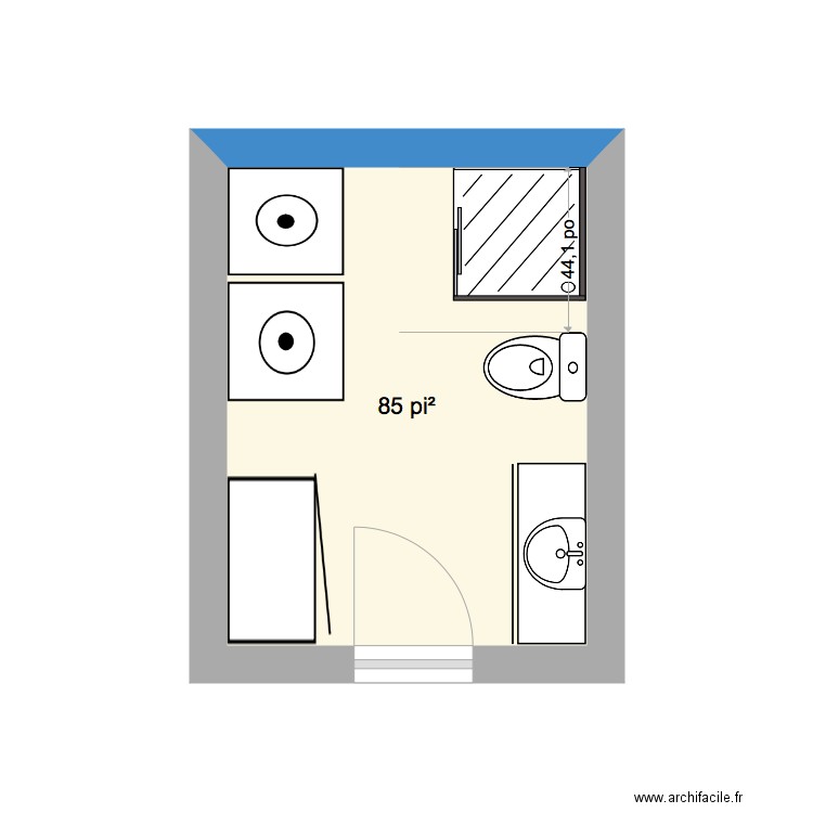 Salle de bain Sous sol. Plan de 1 pièce et 8 m2