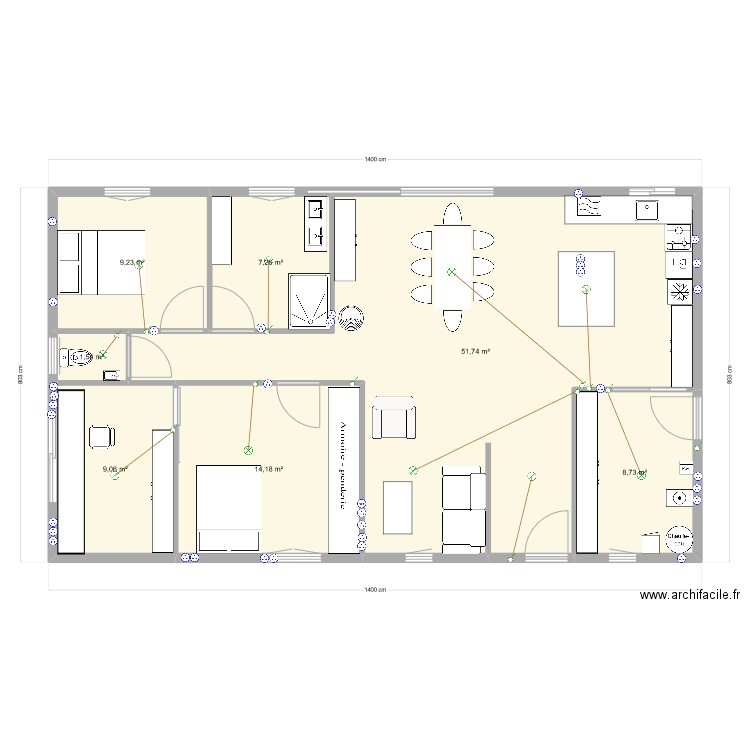 Plan maison v3_elec. Plan de 7 pièces et 102 m2
