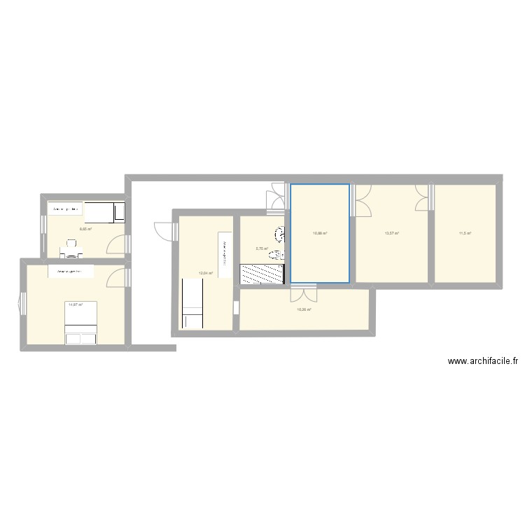 piso elche. Plan de 8 pièces et 88 m2