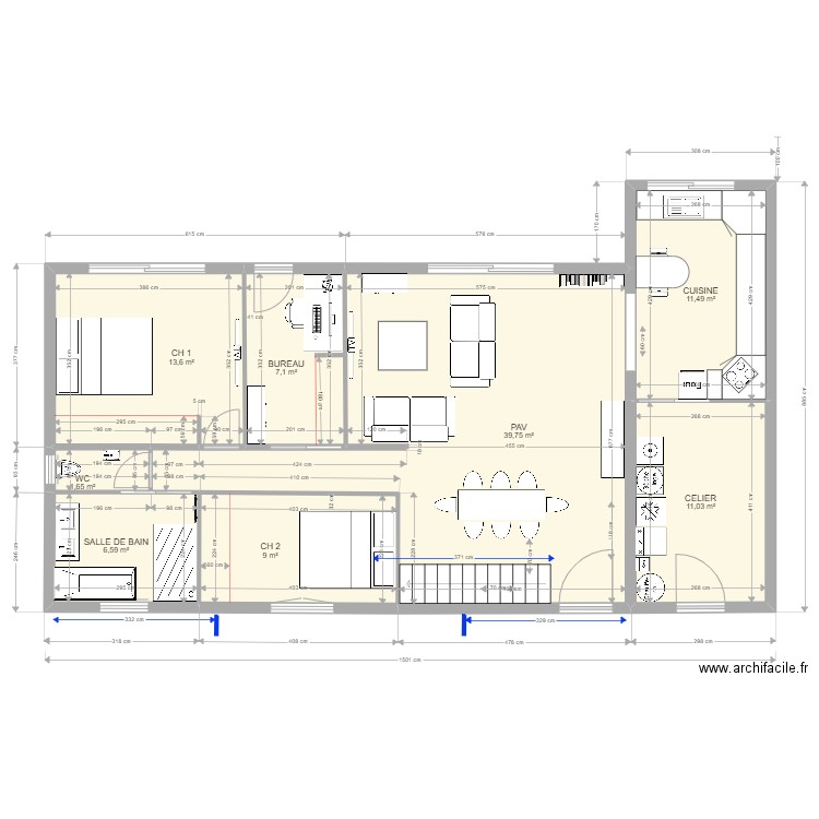 RENOVATION TEST 8. Plan de 10 pièces et 133 m2