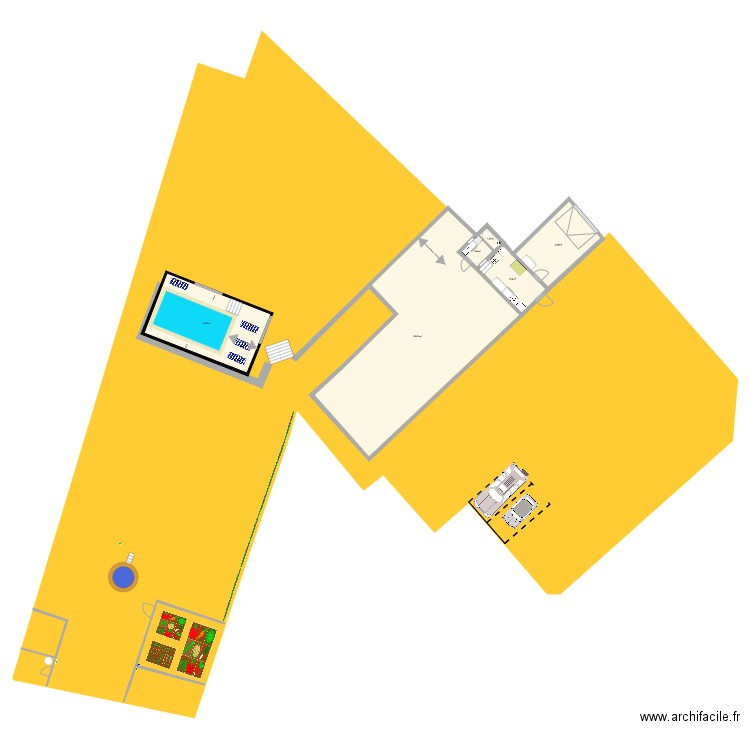 Le Longeron Vide. Plan de 6 pièces et 244 m2