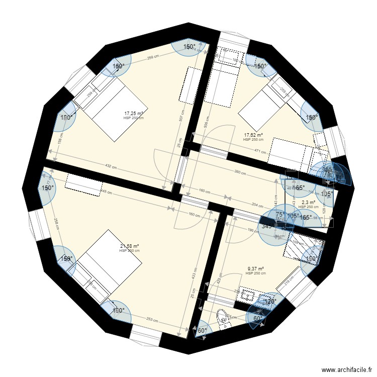 Toure. Plan de 9 pièces et 139 m2