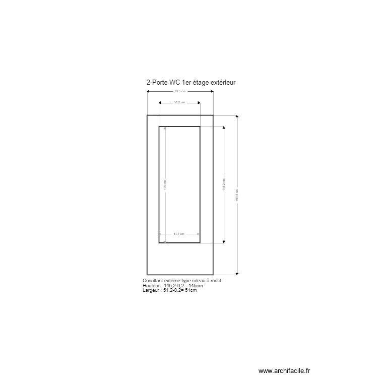 2-Porte WC 1er &eacute;tage ext&eacute;rieur. Plan de 