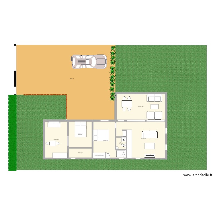 Maison 2. Plan de 7 pièces et 80 m2