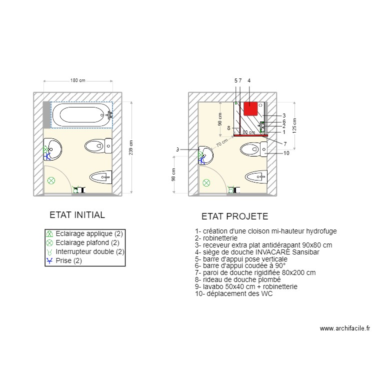 Valette V3. Plan de 2 pièces et 9 m2