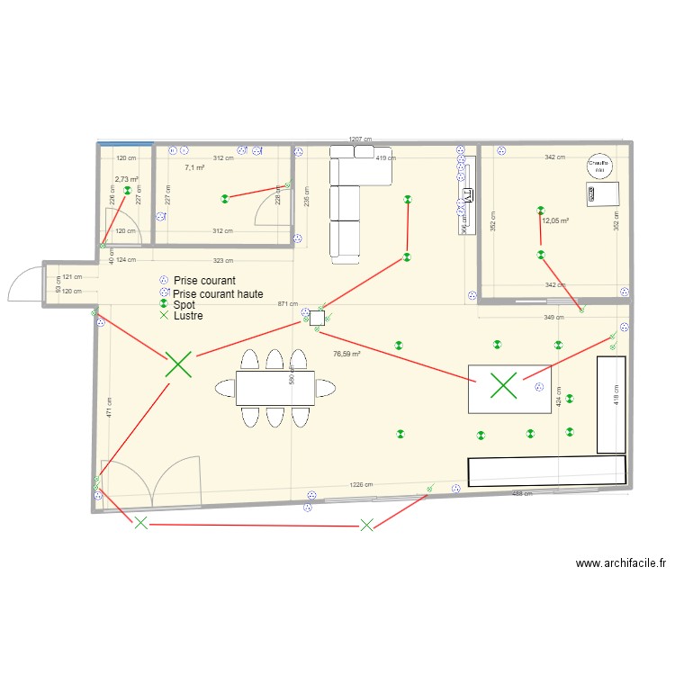 Maison V3. Plan de 4 pièces et 98 m2