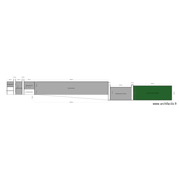 Plan façade clôture après travaux 180. Plan de 0 pièce et 0 m2