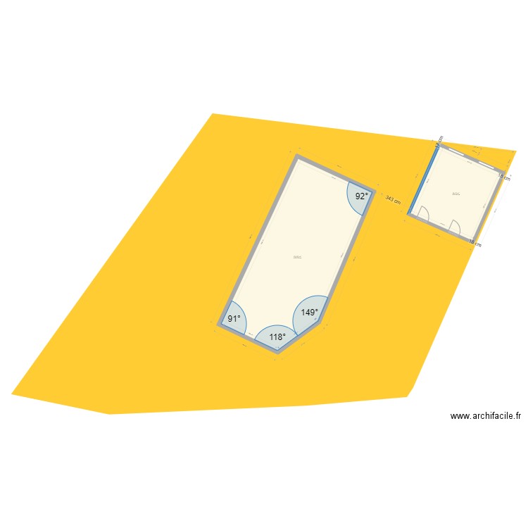 Plan cadastral version avec mesures en plus. Plan de 2 pièces et 162 m2