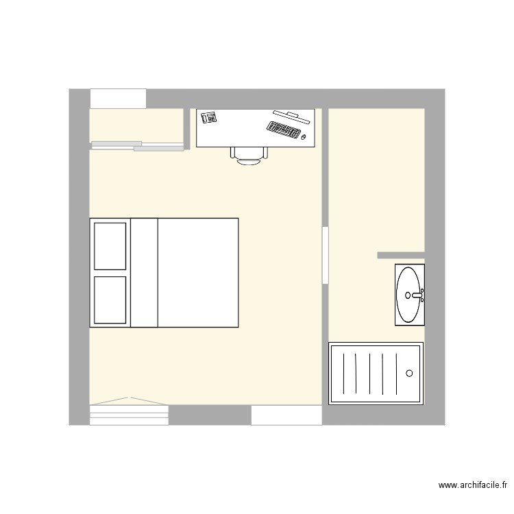 chambre mia. Plan de 3 pièces et 15 m2