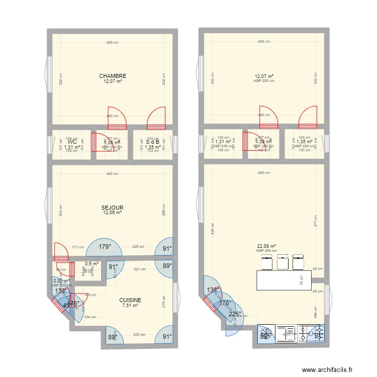 PAUL 2. Plan de 13 pièces et 75 m2