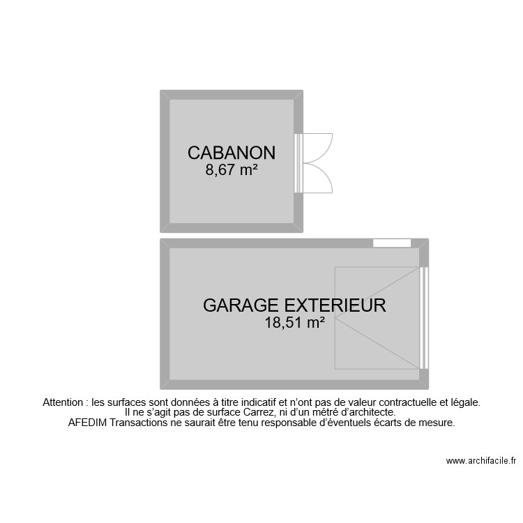 BI 4560 ANNEXES. Plan de 2 pièces et 27 m2